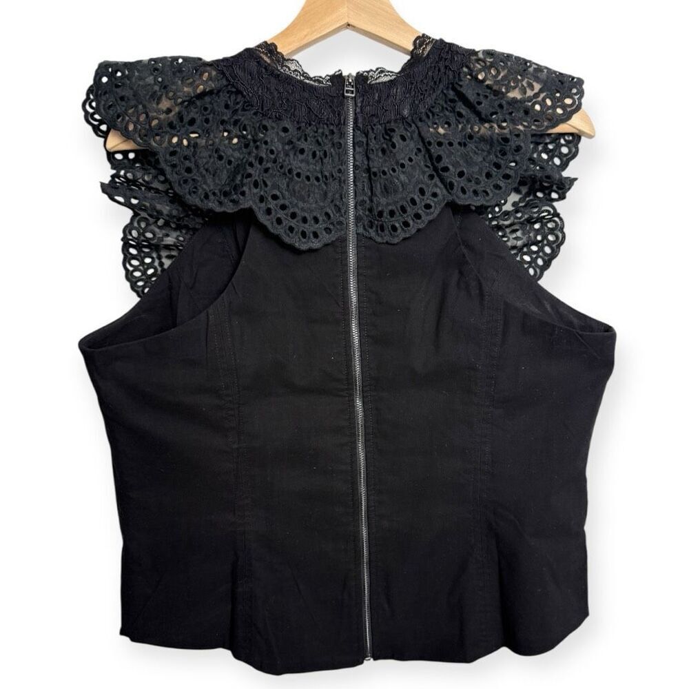 By Anthropologie Eyelet Ruffle Black Bib Tank - Picture 6 of 8